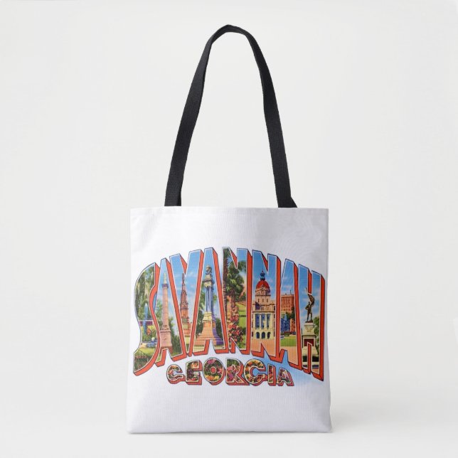 Vintage Savannah Georgia Axelväska Tygkasse (Framsida)