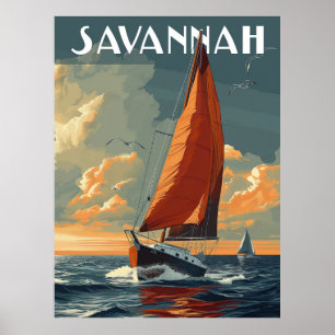 Vintage Savannah Travel Poster