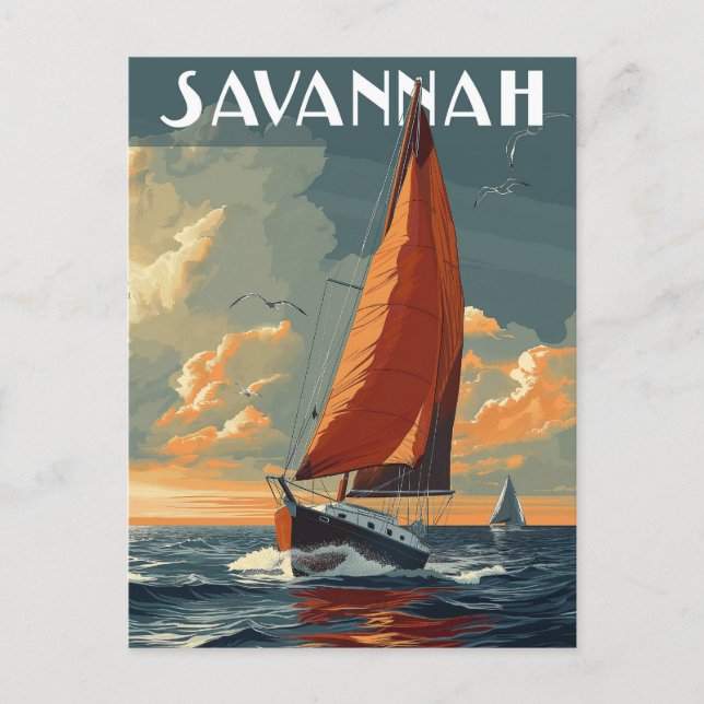 Vintage Savannah Travel Vykort (Framsida)