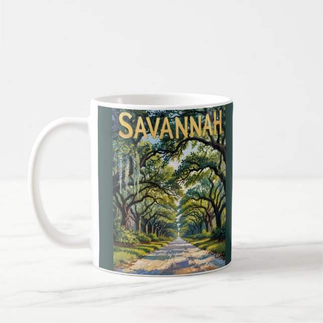 Vintage Savannah Van Gogh-stil Ekallé Basträd Kaffemugg (Vänster)