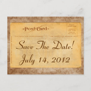 Vintage Save The Date! Damask Inbjudan Postkort