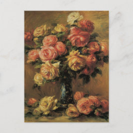 Vintage Save the Date! Rosor i en vas av Renoir Meddelande Vykort