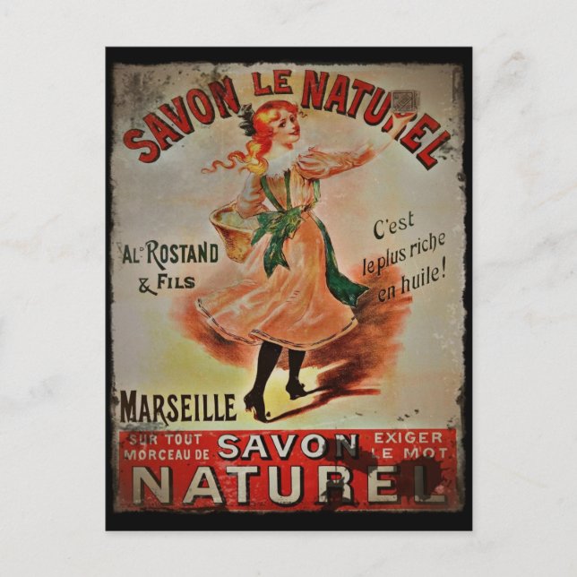 Vintage Savon Naturel Vykort (Framsida)