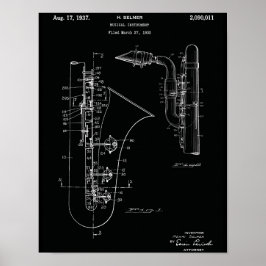 Vintage Saxofon Patentkonsttryck Poster