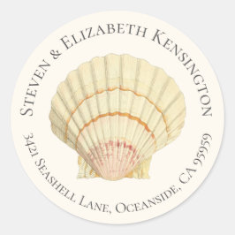 Vintage Scallop Single Seashell Adress Runt Klistermärke