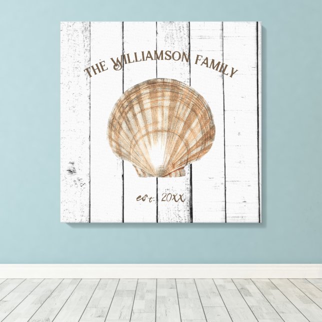 Vintage Scallop-Snäcka, Kanvastryck (Insitu (trägolv))