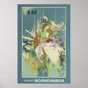 Vintage Scandinavian Travel affisch, Retro Poster