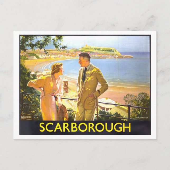Vintage Scarborough-resemalj Vykort (Framsida)