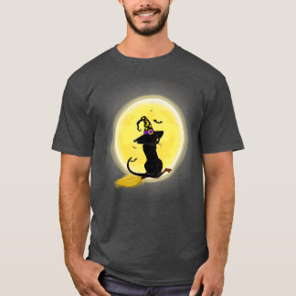 Vintage Scary Halloween Black Cat Costume Witch Ha T Shirt