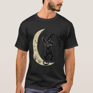 Vintage Scary Halloween Black Cat Costume Witch Ha T Shirt