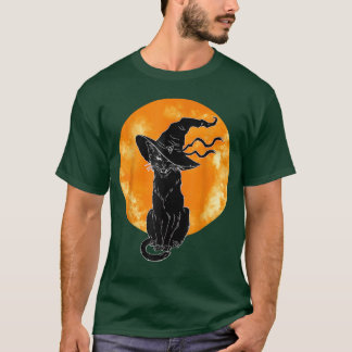 Vintage Scary Halloween Black Cat Costume Witch Ha T Shirt