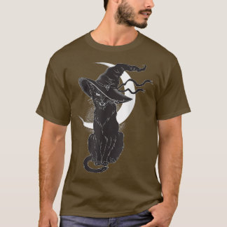 Vintage Scary Halloween Black Cat Costume Witch Ha T Shirt