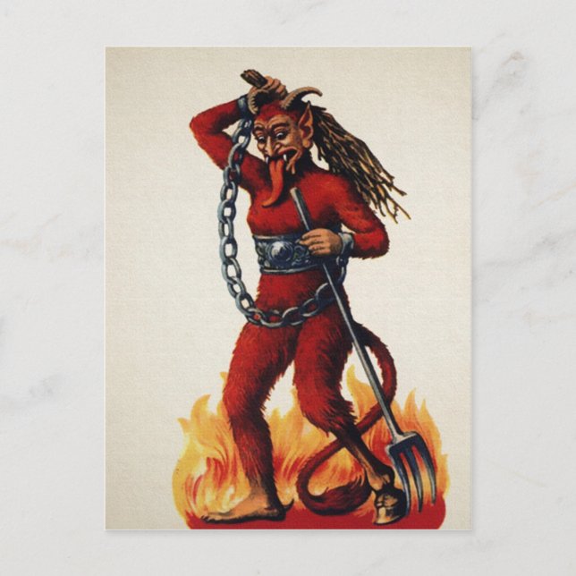 Vintage Scary Krampus Vykort (Framsida)