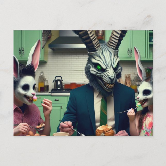 Vintage Scary Påsk Meal Vykort (Framsida)