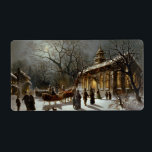Vintage-scenen Kväll Fraktsedel<br><div class="desc">Vintage-scenen vid jul i kväll som visar en segrande familj som kommer in i kyrkan på en moonbelyst julklapp kväll,  snö på marken och en månbelyst vindruta himlar.</div>