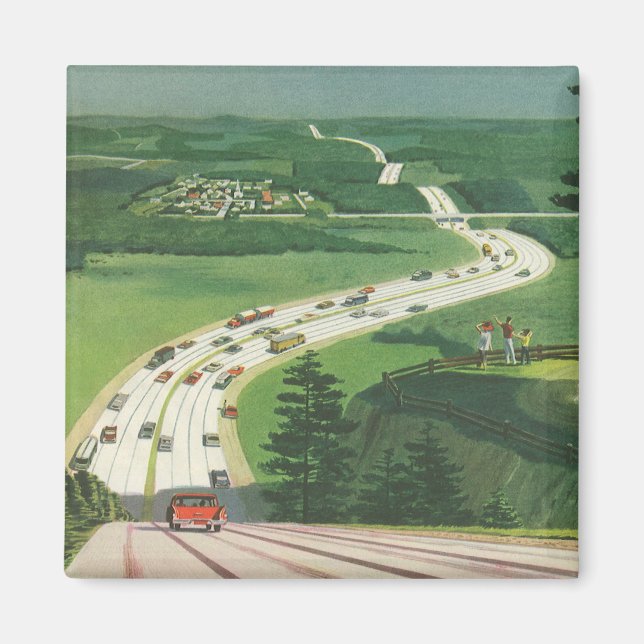 Vintage Scenia American Highways, Cars Road Resa Magnet (Framsidan)