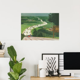 Vintage Scenia American Highways, Cars Road Resa Poster