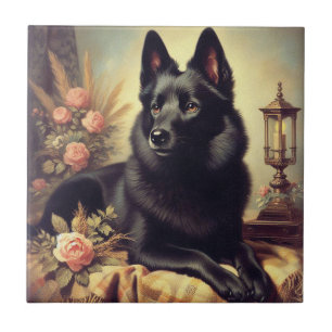 Vintage Schipperke-Hund Kakelplatta
