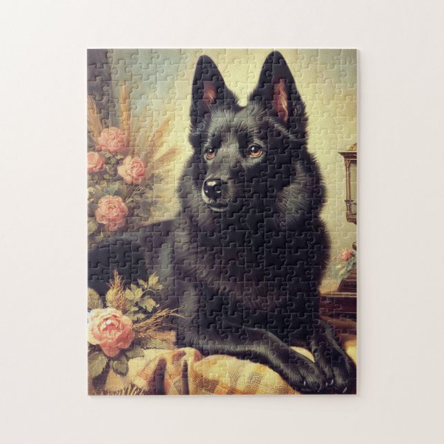 Vintage Schipperke-Hund Pussel (Vertikal)