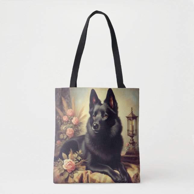 Vintage Schipperke-Hund Tygkasse (Framsida)
