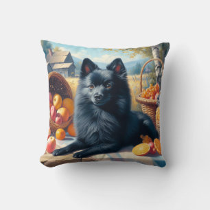 Vintage Schipperke Puppy Painting Kudde