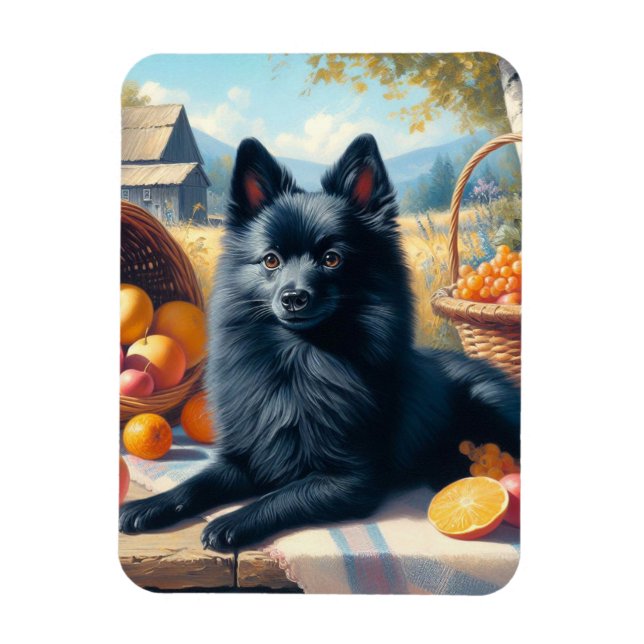 Vintage Schipperke Puppy Painting Magnet (Vertikal)