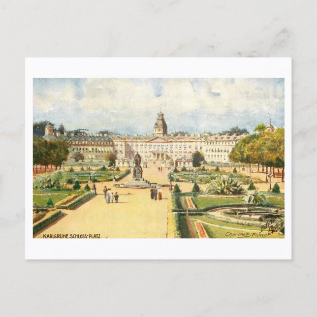 Vintage Schloss in Karlsruhe, Germany Vykort (Framsida)