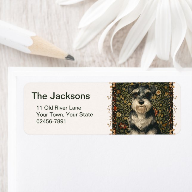 Vintage Schnauzer cute Returadress Etikett (Insitu)