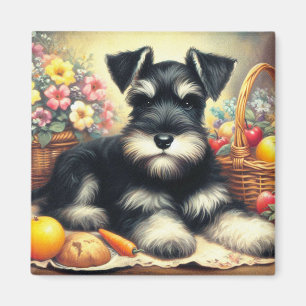Vintage Schnauzer-målning Magnet