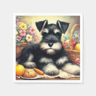 Vintage Schnauzer-målning Pappersservett
