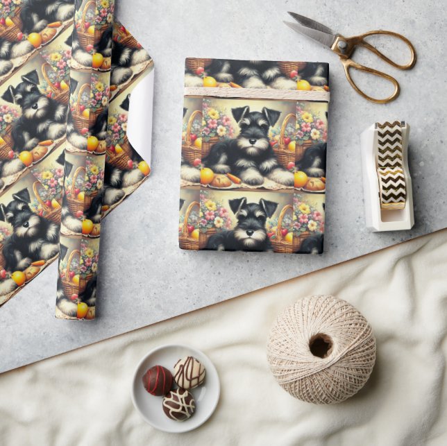 Vintage Schnauzer-målning Presentpapper (Hantverk)