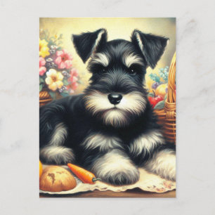 Vintage Schnauzer-målning Vykort