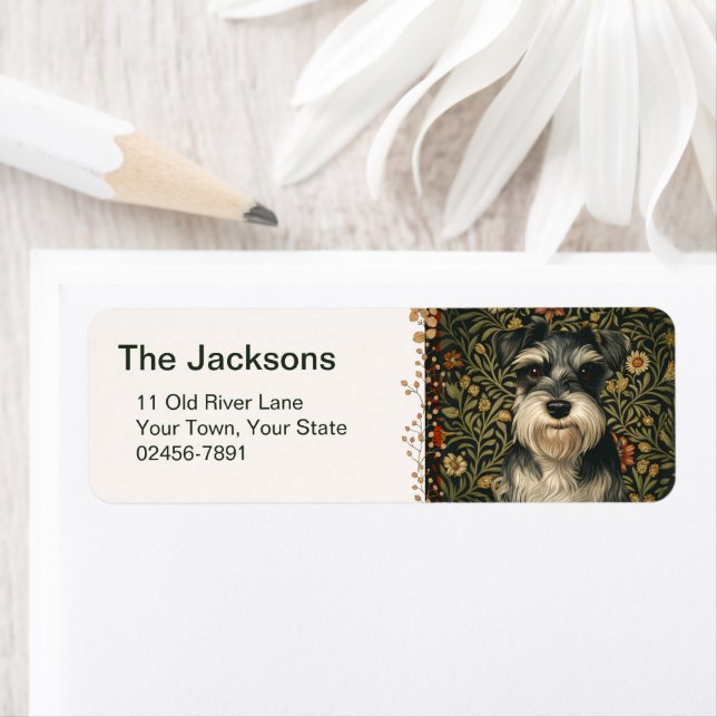 Vintage Schnauzer  Returadress Etikett (Insitu)