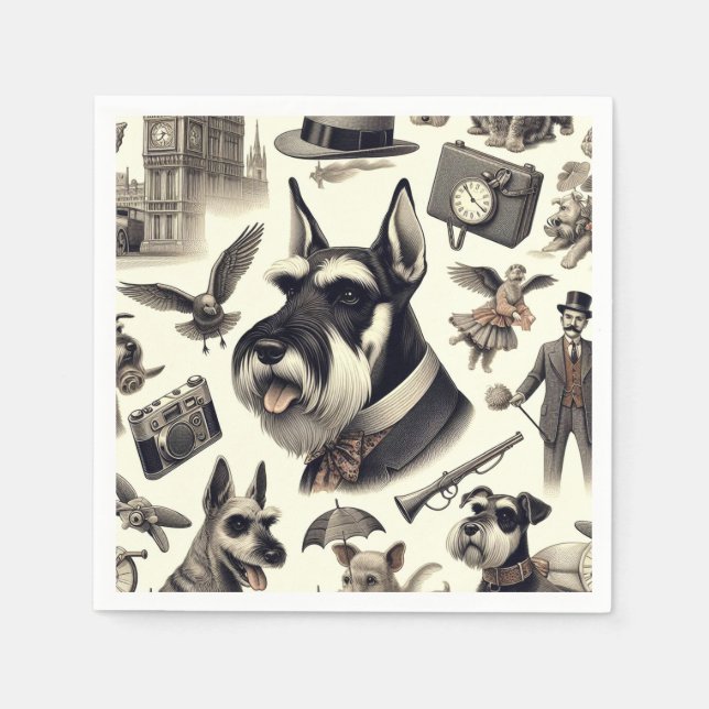 Vintage Schnauzer Seamless Pappersservett (Framsidan)