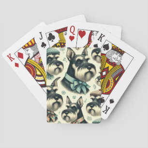 Vintage Schnauzer Sömlös illustration Casinokort