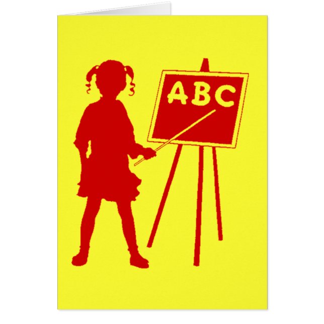 Vintage School Girl Hälsningskort (Framsidan)