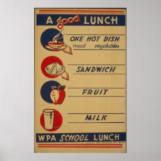 Vintage School Lunch Milk Poster