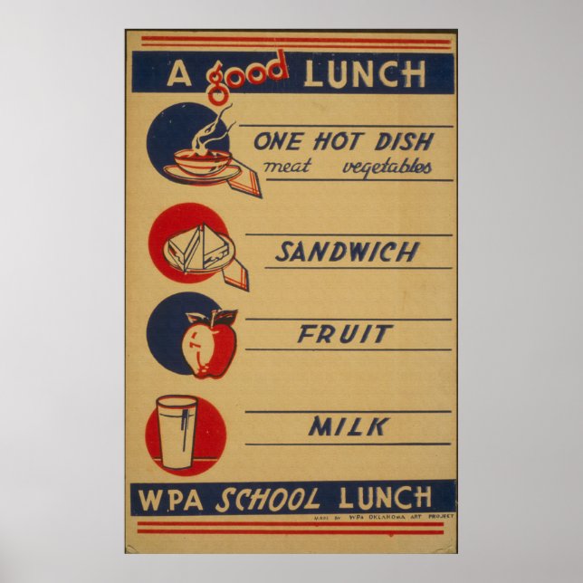 Vintage School Lunch Milk Poster (Framsidan)