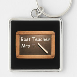 Vintage School Slate - Best Teacher Personlig Fyrkantig Silverfärgad Nyckelring