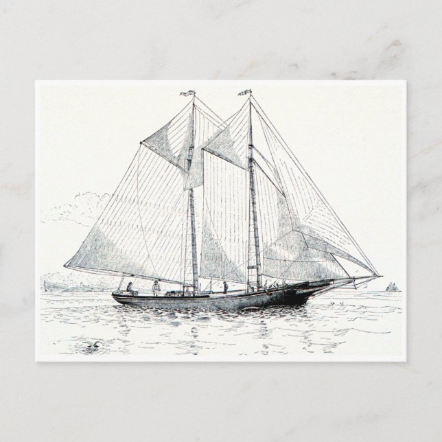 Vintage Schooner Sailboat Vykort (Framsida)