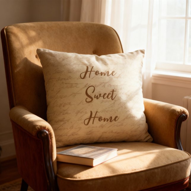 Vintage-Schrift beige | personalisierbares Kissen Kudde (Ein Kissen im Retrostil, alter Handschrift-Design - personalisierbar mit eigenen Text)