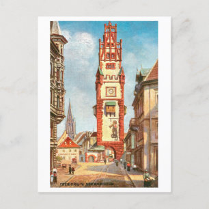 Vintage Schwabentor i Freiburg, Tyskland Vykort