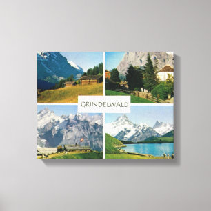 Vintage Schweitz, Grindelwald, Jungfrau Canvastryck