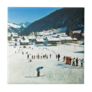Vintage Schweitz, Morgins Ecole de skidar Kakelplatta