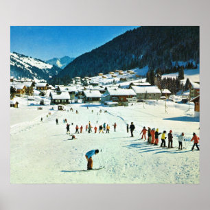 Vintage Schweitz, Morgins ecole de skidar Poster