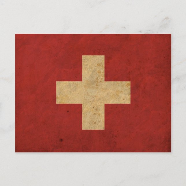 Vintage Schweiz Flagga Vykort (Framsida)