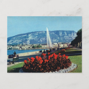 Vintage Schweiz, Genève, Jet l'eau, trädgårdar Vykort
