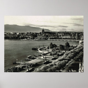 Vintage Schweiz Genève, La Rade Poster