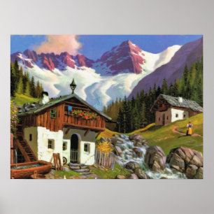 Vintage Schweiz, Gletscherwelt, byn Poster