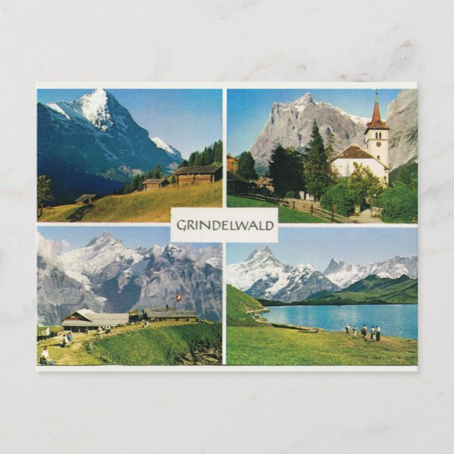 Vintage Schweiz Grindelwald Vykort (Framsida)